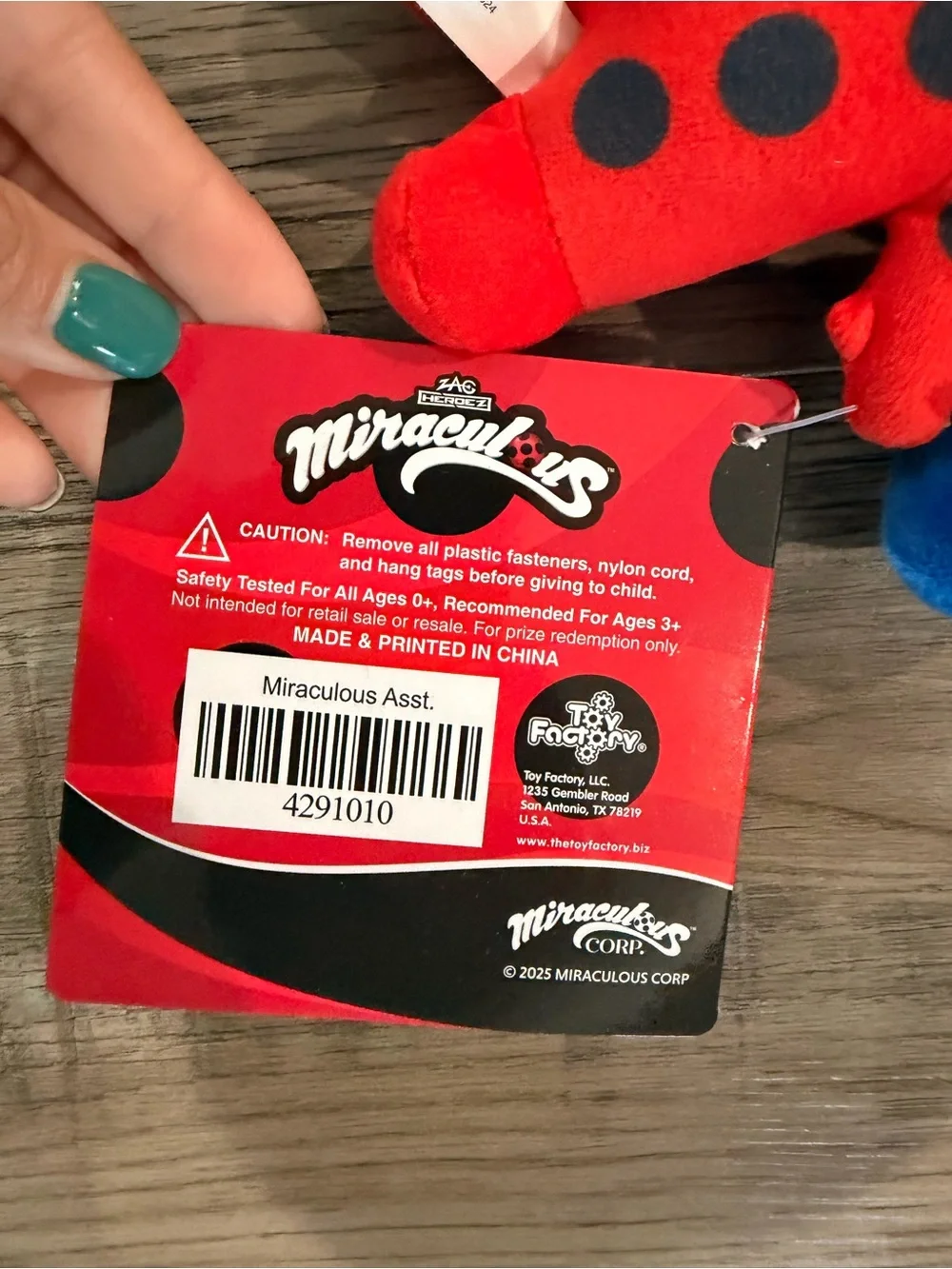 Plush Ladybug-Themed Soft Doll - Red & Blue Kids Toy